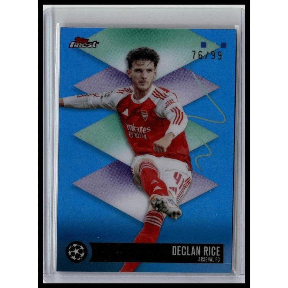 2026 Topps Finest UEFA #448 Declan Rice, Arsenal FC Blue Refractor/ 99